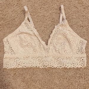 Aerie Pink Lace Triangle Bralette L